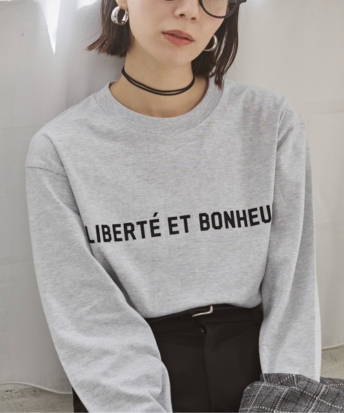 ANGIE tシャツ フロッキープリントロゴロンT レディース : ZOZOTOWN
