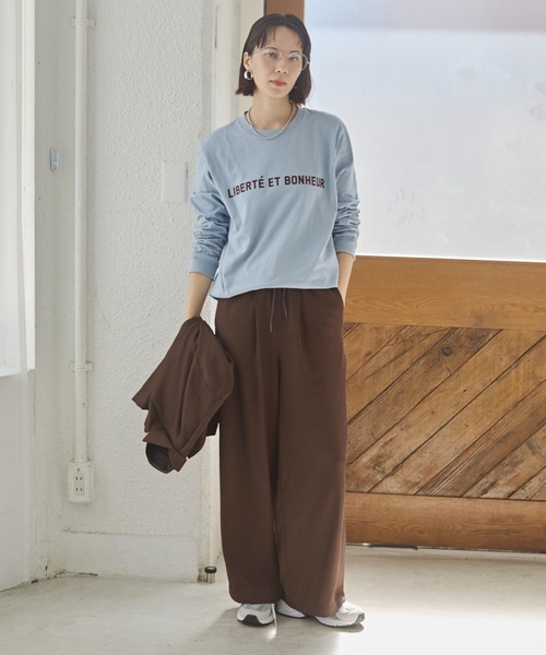 ANGIE tシャツ フロッキープリントロゴロンT レディース : ZOZOTOWN