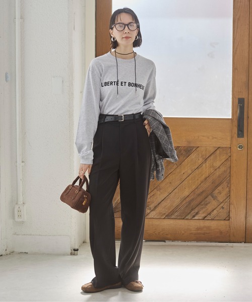 ANGIE tシャツ フロッキープリントロゴロンT レディース : ZOZOTOWN