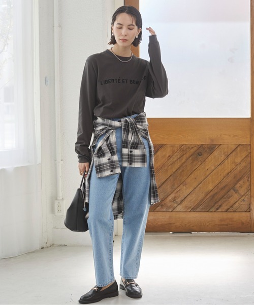 ANGIE tシャツ フロッキープリントロゴロンT レディース : ZOZOTOWN