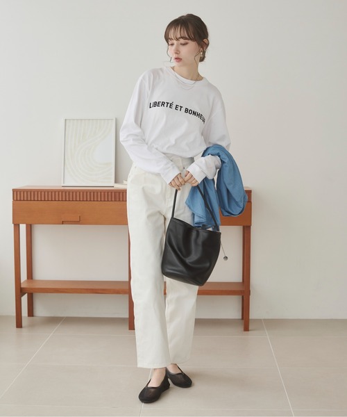 ロゴロンTシャツ ANGIE tシャツ フロッキープリントロゴロンT レディース : ZOZOTOWN