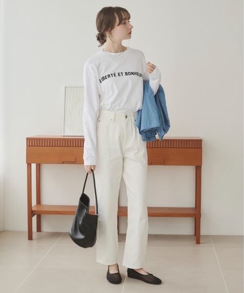 ANGIE tシャツ フロッキープリントロゴロンT レディース : ZOZOTOWN