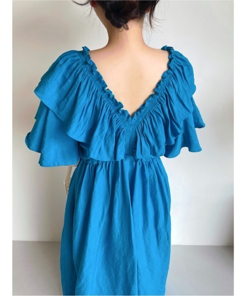 「N.s」 半袖ワンピース FREE ブルー レディース_画像2