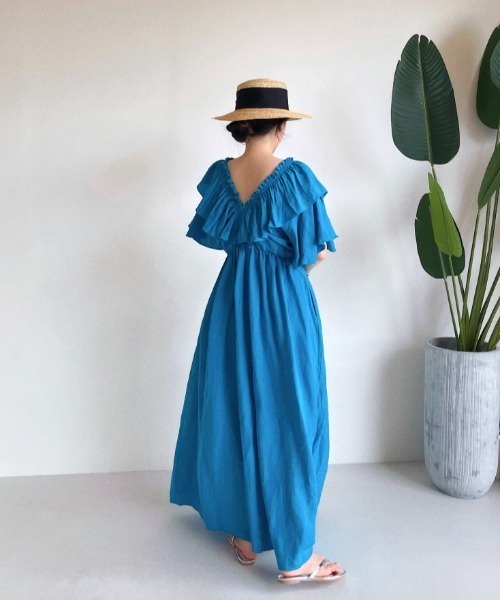 「N.s」 半袖ワンピース FREE ブルー レディース_画像6