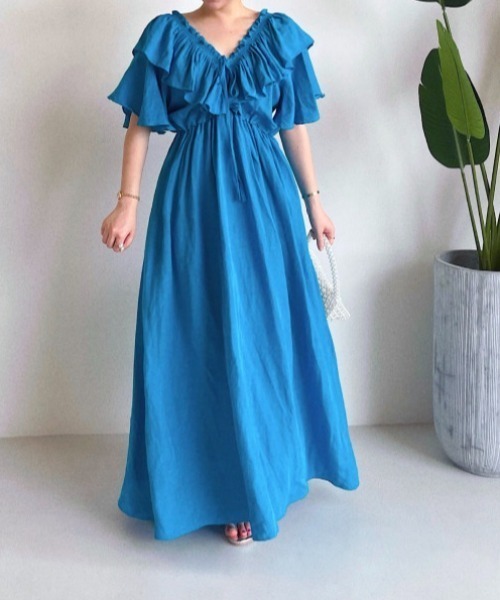 「N.s」 半袖ワンピース FREE ブルー レディース_画像8