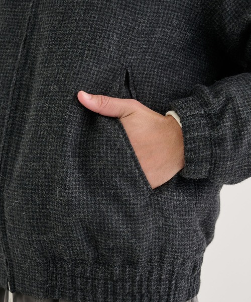ブルゾン アウター 「ATON / エイトン」ALPACA HOUND TOOTH HARRINGTON JACKET メンズの画像