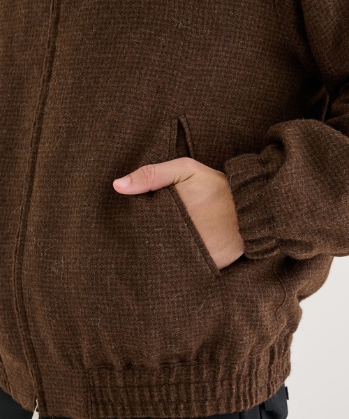 ブルゾン アウター 「ATON / エイトン」ALPACA HOUND TOOTH HARRINGTON JACKET メンズの画像