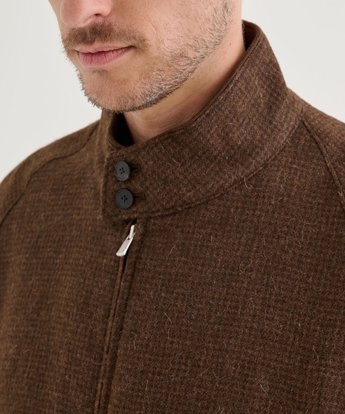 ブルゾン アウター 「ATON / エイトン」ALPACA HOUND TOOTH HARRINGTON JACKET メンズの画像