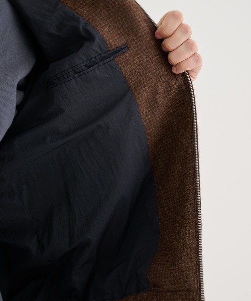 ブルゾン アウター 「ATON / エイトン」ALPACA HOUND TOOTH HARRINGTON JACKET メンズの画像