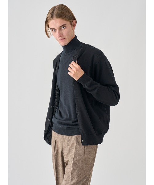 スメドレー クルーネックウールカーディガン グレー メンズS JOHN SMEDLEY（ジョンスメドレー） カーディガン BURLEY エクストラ