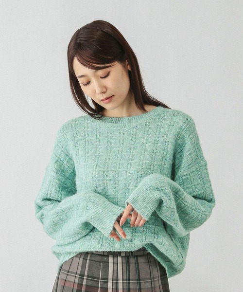 新品未使用　タグ付　KHOKI パッチワーク モヘア ニット セーター GLOBAL WORK（グローバルワーク） ニット セーター モヘヤタッチ編み柄