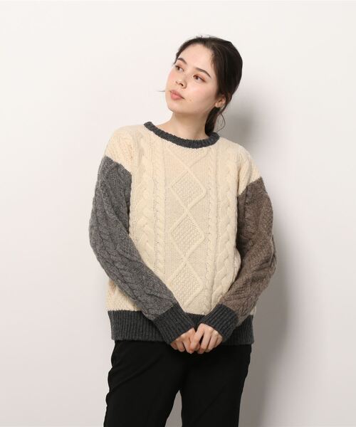 「BEAMS BOY」 長袖ニット ONE SIZE ホワイト レディース_画像3