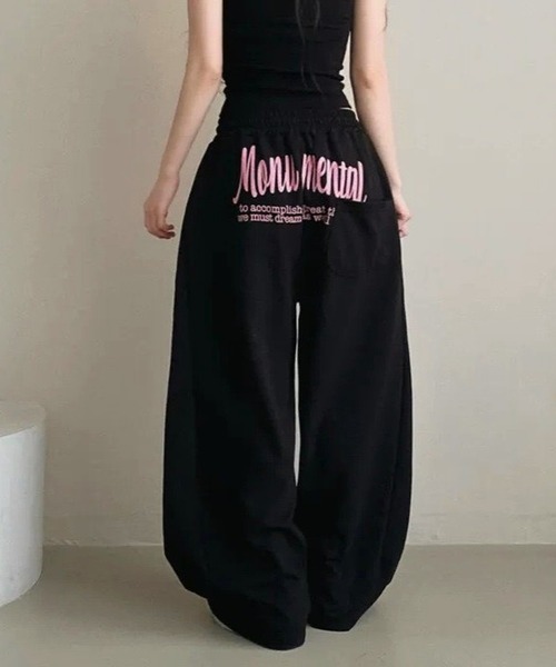 inst.ALL ワイドパンツ スウェットパンツ ジャージ バックプリント