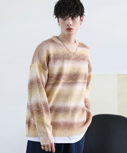 「ASTRONOMY」 「cathy’s closet」長袖ニット M ブルーパープル メンズ_画像7