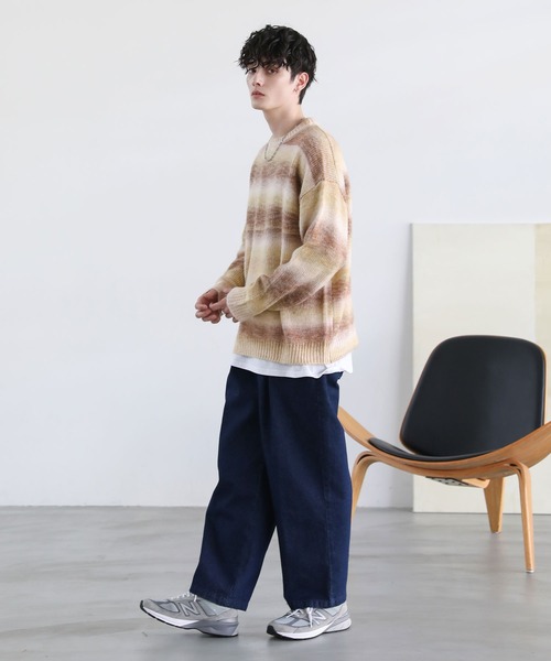 「ASTRONOMY」 「cathy’s closet」長袖ニット M ブルーパープル メンズ_画像8