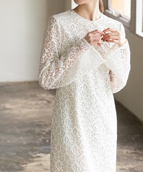 「NOBLE」 長袖ワンピース 38 ホワイト レディース_画像5