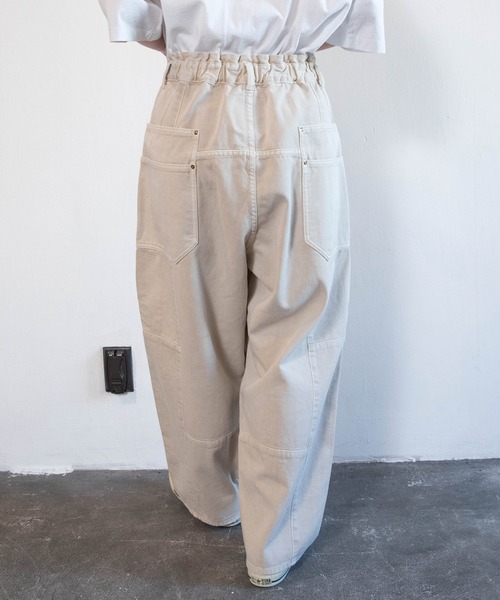 ワイドパンツ ジーンズ デニム デニムパンツ R4465 ブロックパンツ レディースの画像