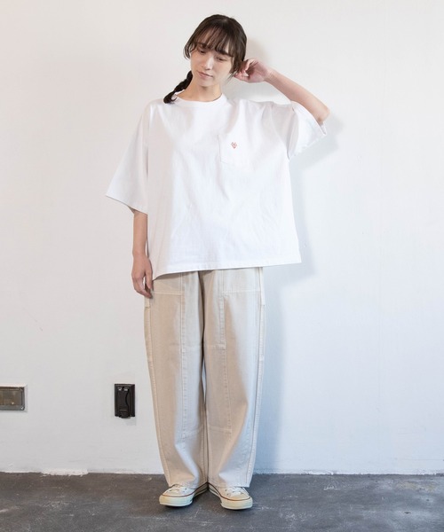 ワイドパンツ ジーンズ デニム デニムパンツ R4465 ブロックパンツ レディースの画像