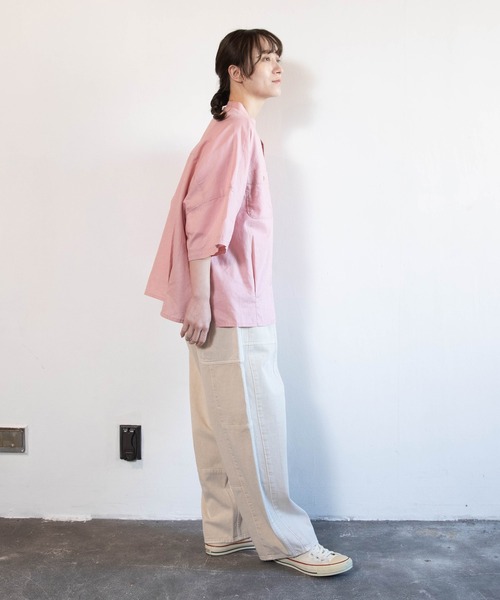 ワイドパンツ ジーンズ デニム デニムパンツ R4465 ブロックパンツ レディースの画像