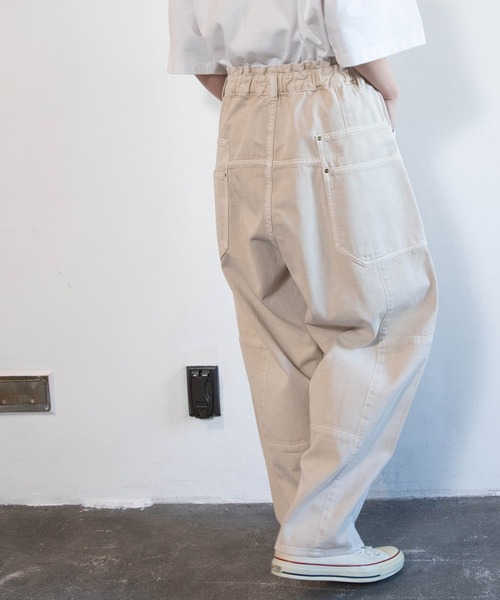 ワイドパンツ ジーンズ デニム デニムパンツ R4465 ブロックパンツ レディースの画像