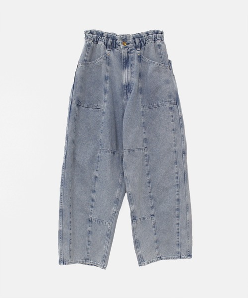 ワイドパンツ ジーンズ デニム デニムパンツ R4465 ブロックパンツ レディースの画像