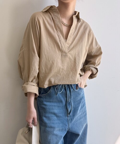 レディース ✨ DouDou 2025SS 近年 リネンドロストフレンチシャツ F