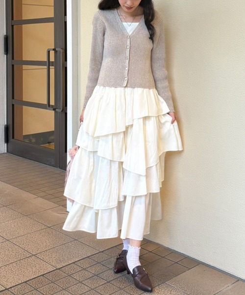 「Cherir Mignon」 コンビワンピース S グレー レディースの画像