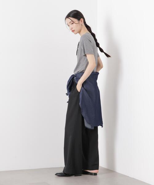 ワイドパンツ パンツ ソフトシアーツータックワイドパンツ(セットアップ可) レディースの画像