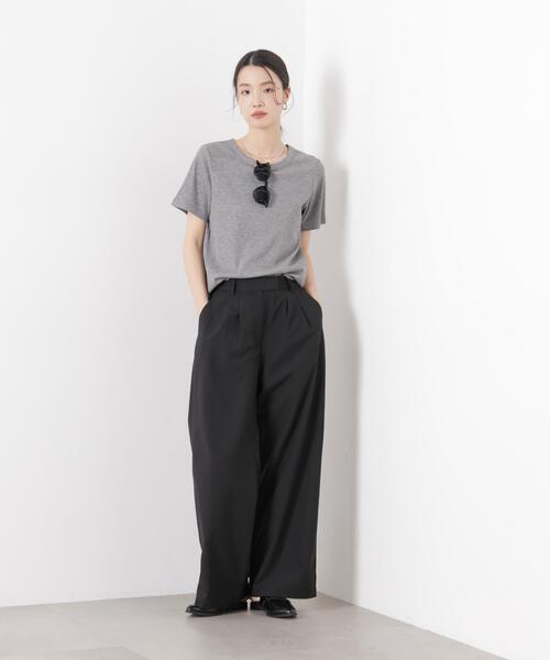 ワイドパンツ パンツ ソフトシアーツータックワイドパンツ(セットアップ可) レディースの画像