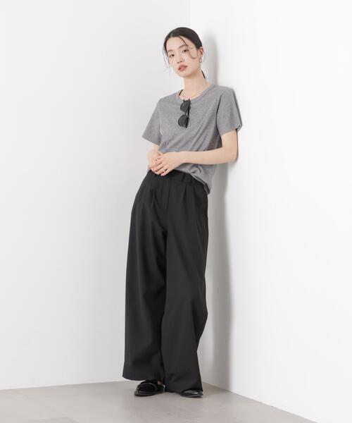 ワイドパンツ パンツ ソフトシアーツータックワイドパンツ(セットアップ可) レディースの画像