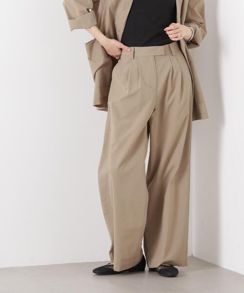 ワイドパンツ パンツ ソフトシアーツータックワイドパンツ(セットアップ可) レディースの画像