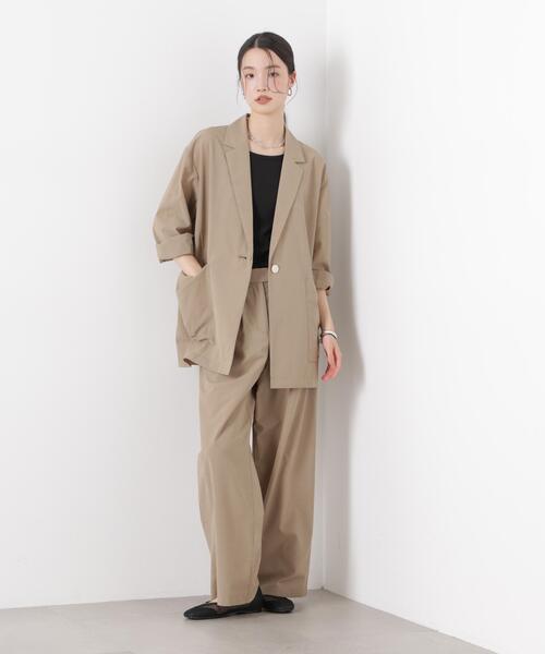 ワイドパンツ パンツ ソフトシアーツータックワイドパンツ(セットアップ可) レディースの画像