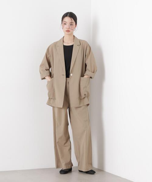 ワイドパンツ パンツ ソフトシアーツータックワイドパンツ(セットアップ可) レディースの画像