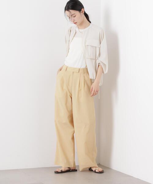ワイドパンツ パンツ ソフトシアーツータックワイドパンツ(セットアップ可) レディースの画像