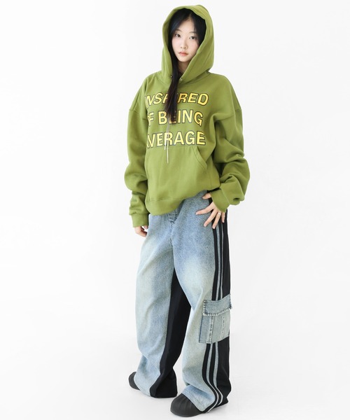 ジーンズ 「ハイエンド級クオリティ」異素材MIX デニム＆ナイロン サイドライン ワイドカーゴパンツ メンズ レディース