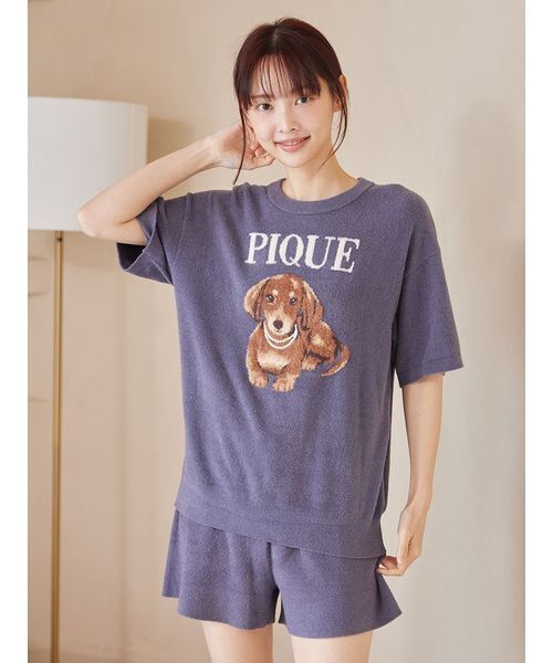 パジャマ ルームウェア 「ONLINE限定」ファッションCATS＆DOGS ジャガードプルオーバー＆細リブショートパンツセット レディースの画像