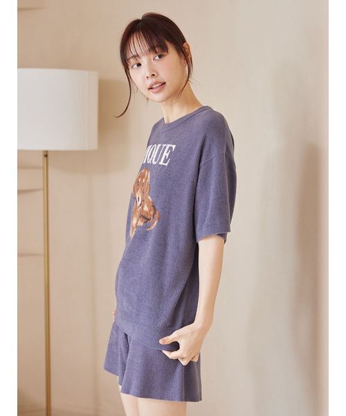 パジャマ ルームウェア 「ONLINE限定」ファッションCATS＆DOGS ジャガードプルオーバー＆細リブショートパンツセット レディースの画像