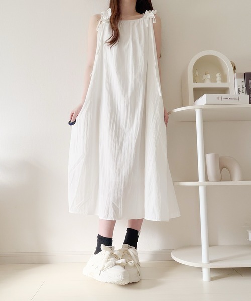 Nana ワンピース ショルダーリボンギャザーワンピース : ZOZOTOWN