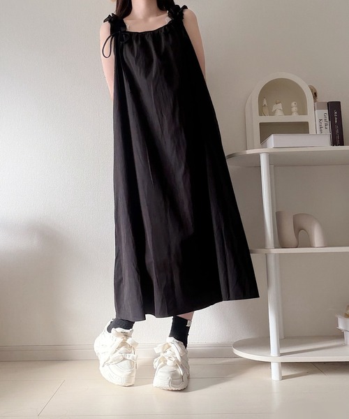 Nana ワンピース ショルダーリボンギャザーワンピース : ZOZOTOWN
