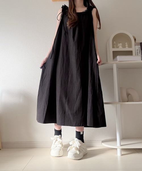ワンピース nana1590 Nana ワンピース ショルダーリボンギャザーワンピース : ZOZOTOWN