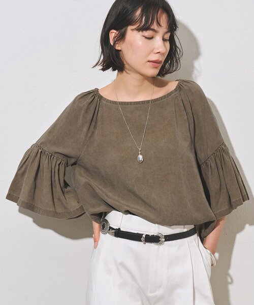 ブラウス シャツ フレアスリーブブラウス レディースの画像
