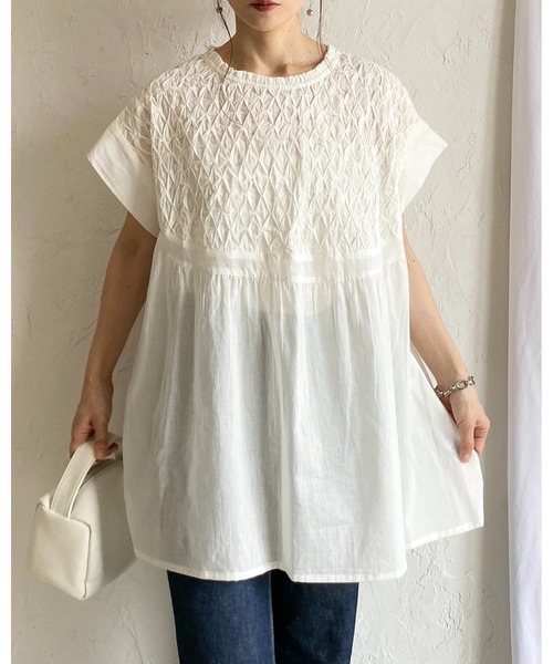 【週末セール】MARNI ブラウス フレンチスリーブ トップス ホワイト Ｍ She's Closet ブラウス シャツ フレンチスリーブインド綿100