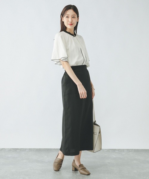 「GLOBAL WORK」 半袖ブラウス SMALL ホワイト レディース_画像3