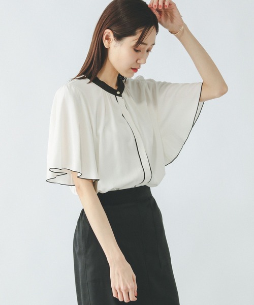 「GLOBAL WORK」 半袖ブラウス SMALL ホワイト レディース_画像5