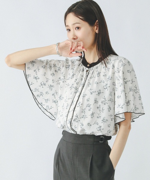 「GLOBAL WORK」 半袖ブラウス SMALL ホワイト レディース_画像8