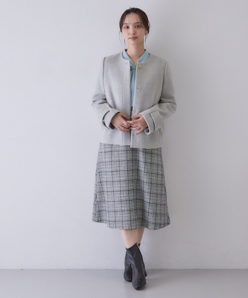index（インデックス） ノーカラーコート コート カシミヤ混ノーカラー