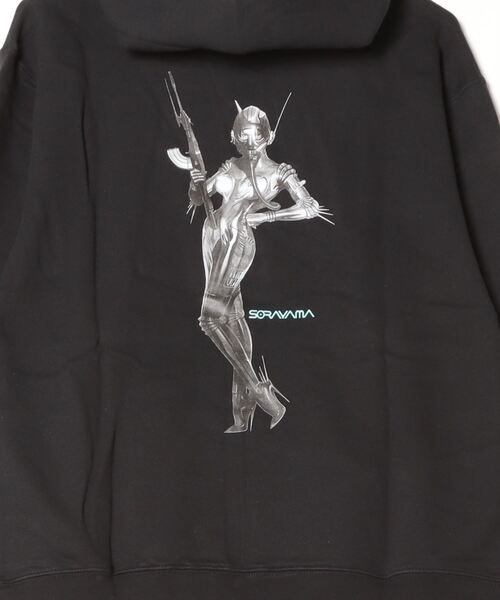 ARSHAM & SORAYAMA ブラックパーカー Sync. パーカー Sync.「HAJIME SORAYAMA」PULLOVER HOODED ”COMMAND