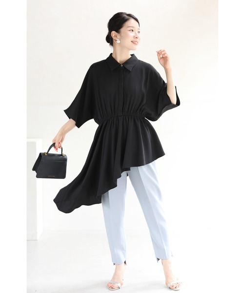 カゴママ　　黒の刺繍入りチュニック 七分丈 楽天市場】大きいサイズ レディース チュニック チェック柄