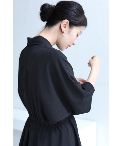 cawaii チュニック （黒）アシンメトリーな斜め裾シャツ