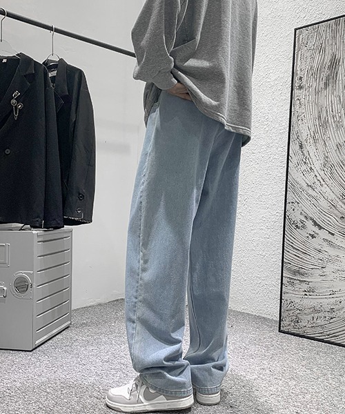 Shoowtime ジーンズ ビンテージウォッシュワイドデニムパンツ